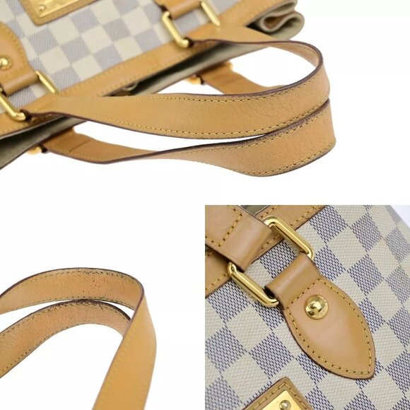 LOUIS VUITTON Hampstead PM Shoulder Bag Damier Azur Leather White - Picture 8 of 14